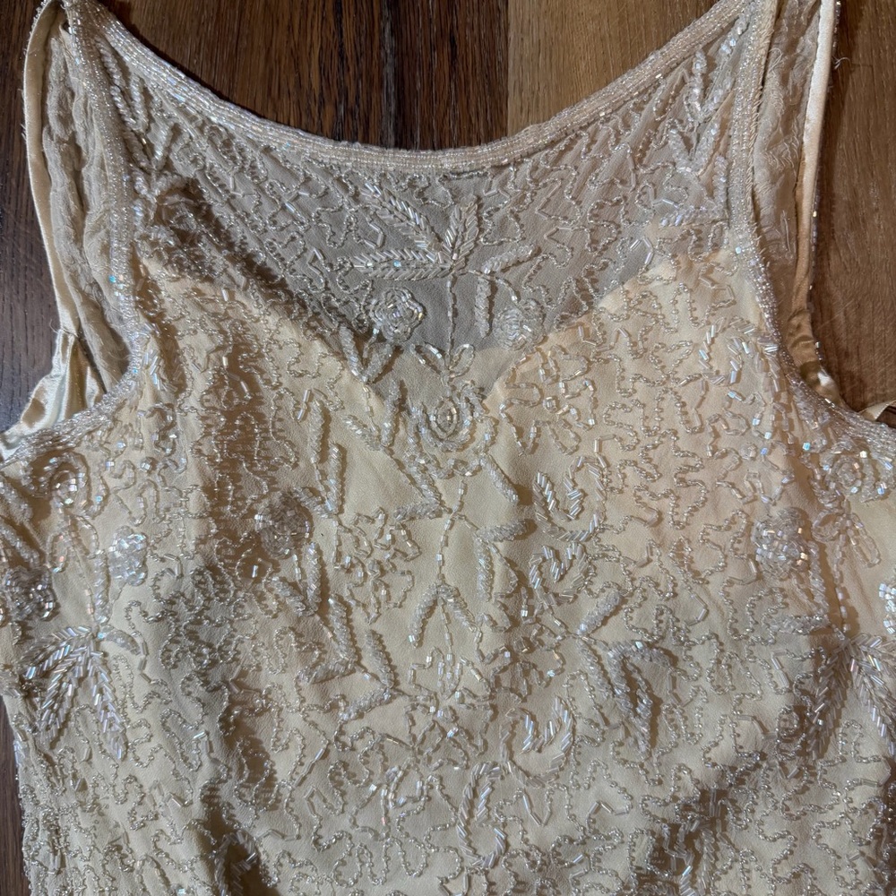 Vintage 100% Silk Beaded Dress Vintage Beaded Dress Vintage Wedding Dress Prom - Picture 10 of 17